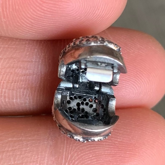 Retired Pandora Shimmering Rose Safety Clip Stopper Charm EUC - Picture 11 of 12